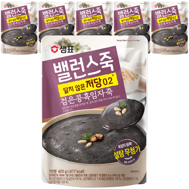 샘표 밸런스죽 검은콩흑임자죽, 420g, 6개