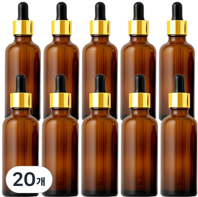 리빙메이커 화장품 오일 스포이드 에센스 에센셜 용기 100ml, 20개, 갈색