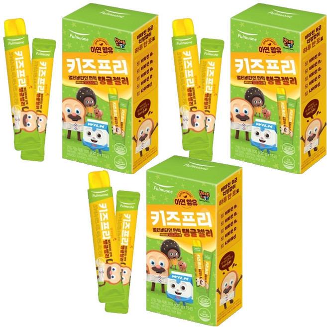 풀무원녹즙 아동용 키즈프리 멀티비타민 면역 탱글젤리 20g x 15p, 열대과일맛, 300g, 3개