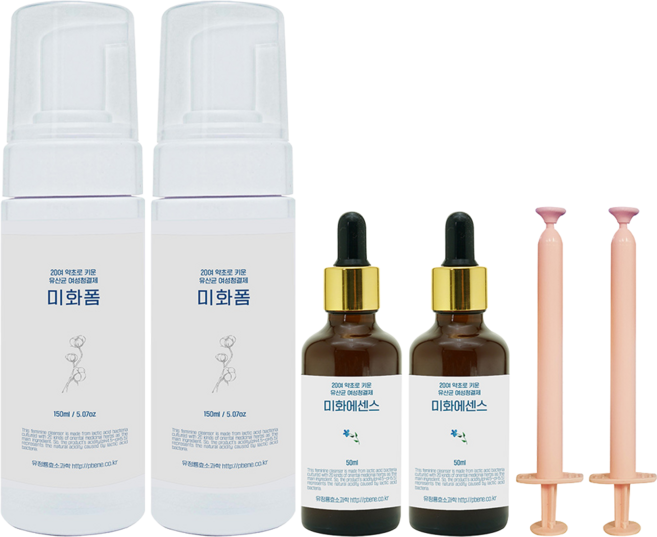 유정룡효소과학 유산균 여성청결제 미화폼 150ml + 미화에센스 50ml 세트, 2개