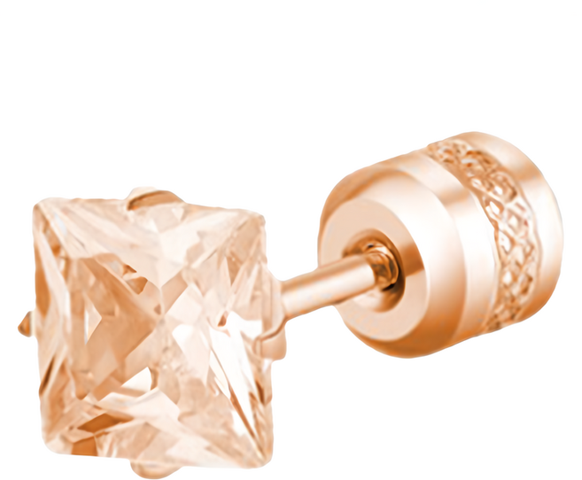 Brilliant Beauty 耀眼美人 閃耀公主方鋯石兩克拉醫療鋼/不鏽鋼耳環