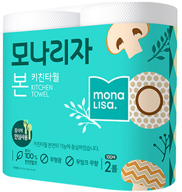 모나리자 본 천연펄프 키친타올, 100매, 2개
