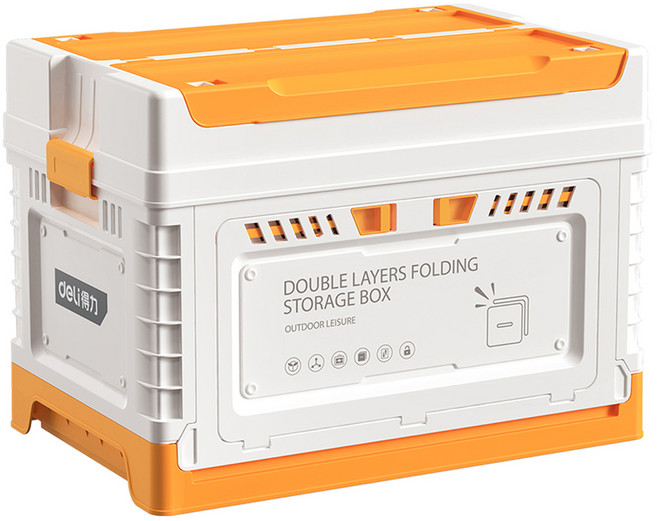 델리툴즈 휴대용 다용도 플라스틱 접이식 차량용 보관 스토리지 공구함 아이보리 DL884150B, 1개