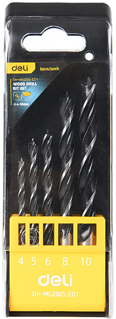 델리 툴즈 카본 스틸 다용도 드릴 우드 드릴 5p 세트 블랙 EDH-MGZ005-ED1, 1세트
