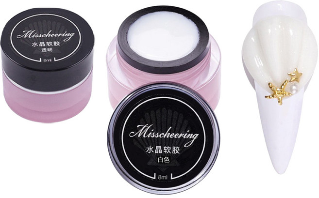 미스치어링 모찌모찌 네일 엠보젤, 화이트, 2개, 8ml