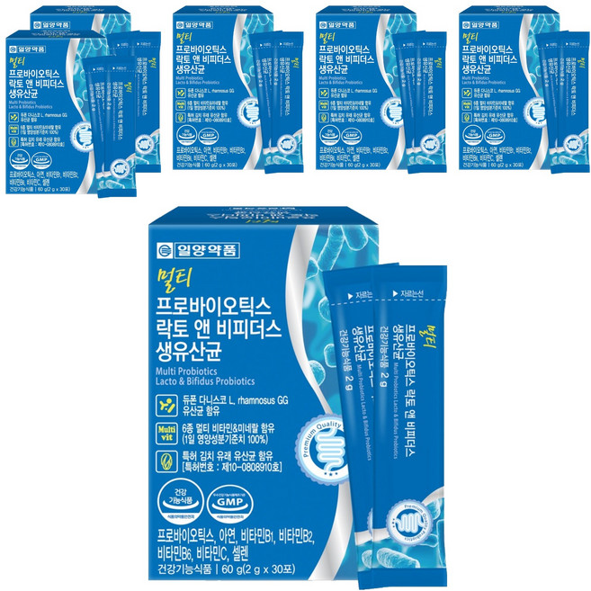 일양약품 멀티 프로바이오틱스 락토 앤 비피더스 L 람노서스 GG 생유산균 30p, 60g, 6개