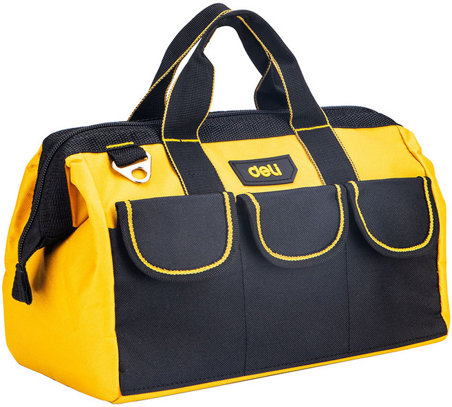 델리툴즈 옥스포드 천 휴대용 다용도 공구 툴백 연장가방 블랙 옐로우 EDL430013, 1개
