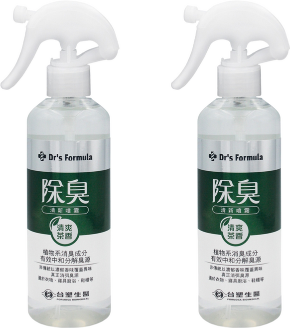 台塑生醫 Dr's Formula 除臭清新噴霧瓶 清爽茶香, 255g, 2瓶