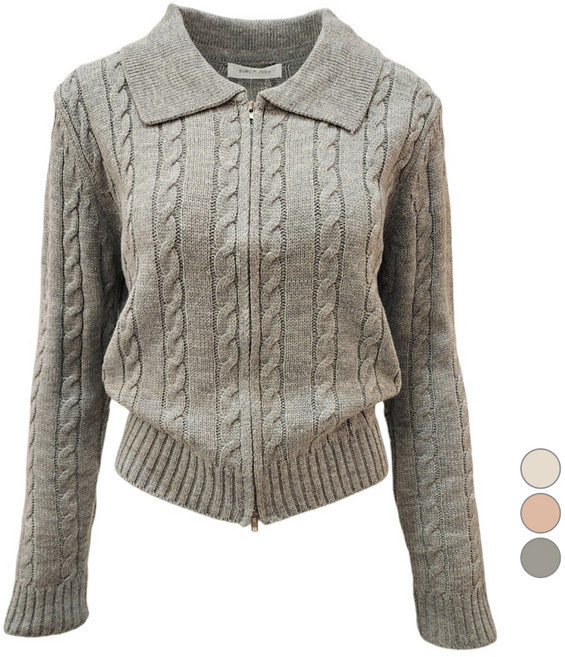 BURU N JUDY 女款麻花領拉鍊外套 BQDJP003B