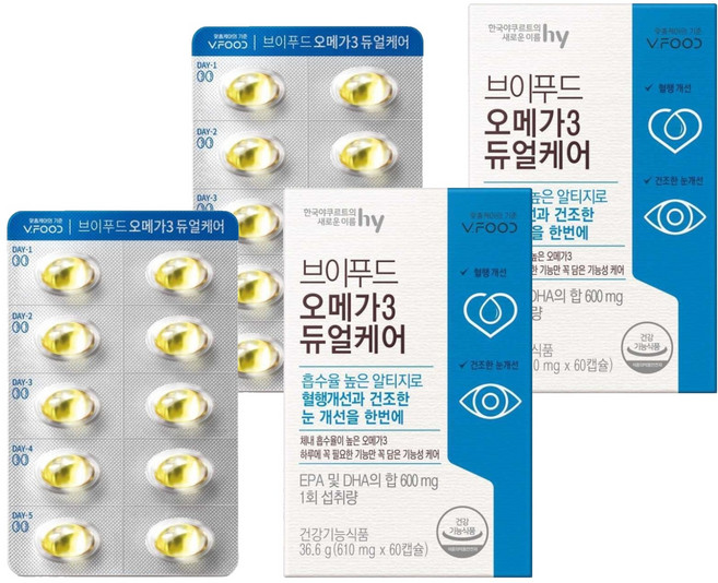 브이푸드 오메가3 듀얼케어 36.6g, 60정, 2개