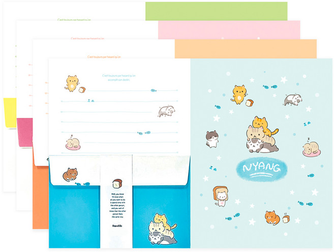 프롬앤투 꽁냥꽁냥 프렌즈 편지지 세트 FL113, 혼합색상, 4세트