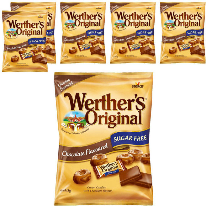 werther's original 道地的偉特 焦糖巧克力糖 無糖款, 6個, 60g