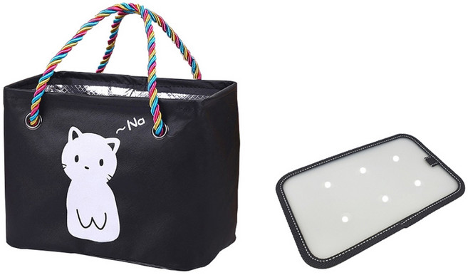 뷰레이터닷컴 애교고양이 물빠지는 목욕가방+받침대, 블랙