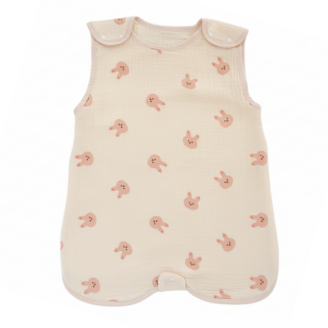 愛北鼻 棉花糖背心式防踢被, 粉色小兔子