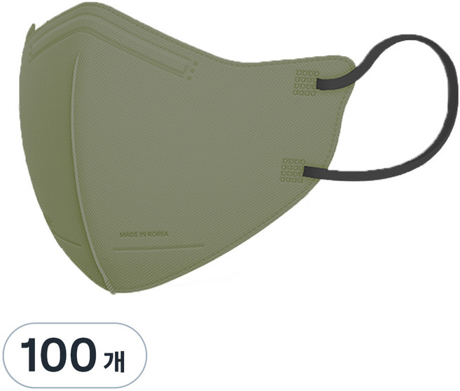 아에르 피크 라이트핏 보건용 마스크 KF80 S, 카키, 1개입, 100개