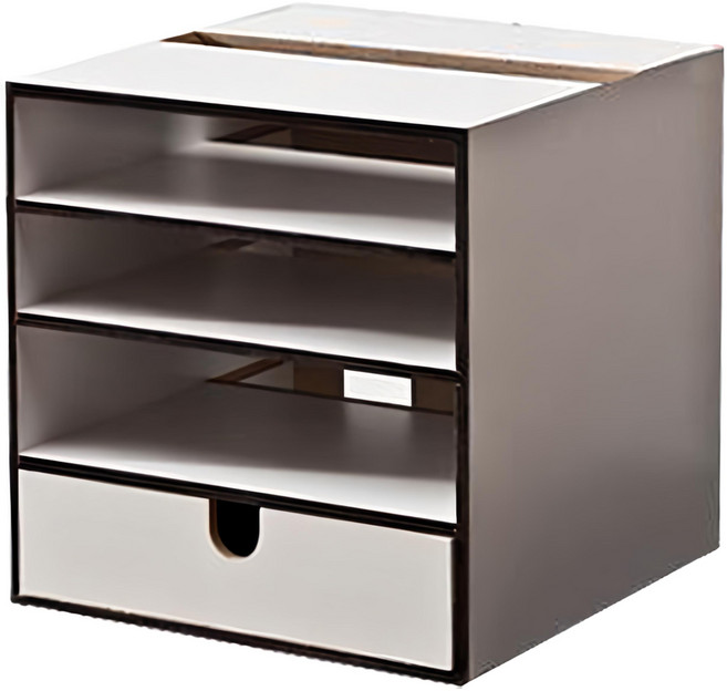 4MERIT 數據機收納盒 235x235x235mm 帶抽屜, 白色, 1個