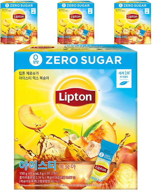 Lipton 立頓 0卡水蜜桃冰茶, 5g, 30條, 4盒