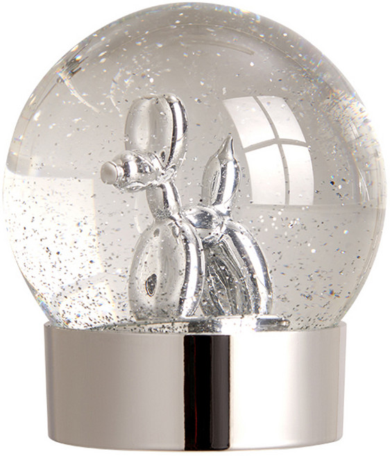 Balloon Dog Globe 閃光七彩氣球狗造型水晶球, 閃銀色