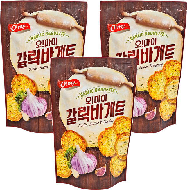 O my food 歐邁福 法式麵包餅乾 香蒜奶油口味, 80g, 3包