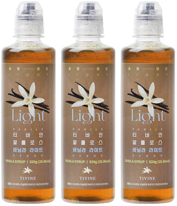 티바인 제로슈가 바닐라 라이트 시럽, 520g, 3개