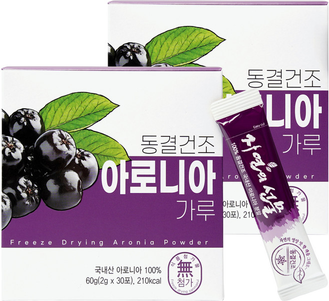 산마을 동결건조 아로니아 가루 30p, 2개, 60g