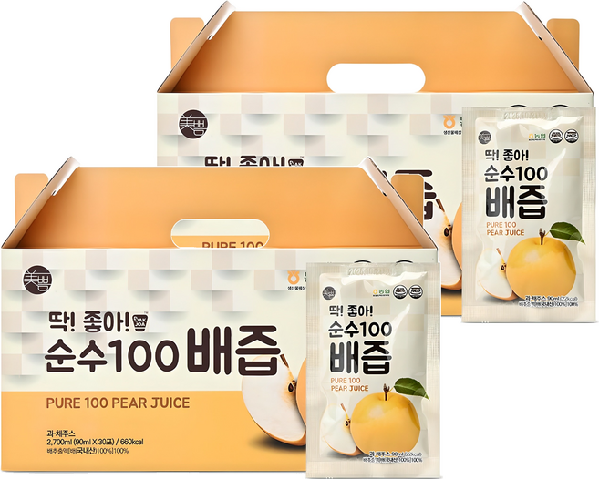 미쁨생활건강 딱좋아 순수100 배즙, 90ml, 60개