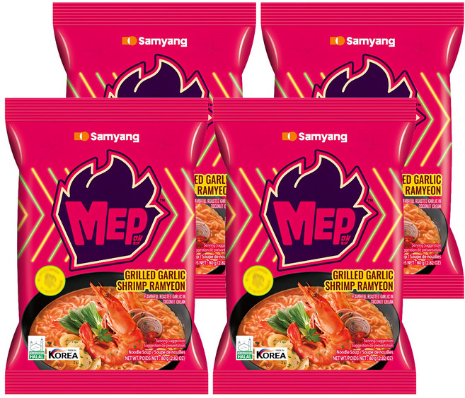 Samyang Foods 三養 大蒜鮮蝦風味湯麵 80g, 4包