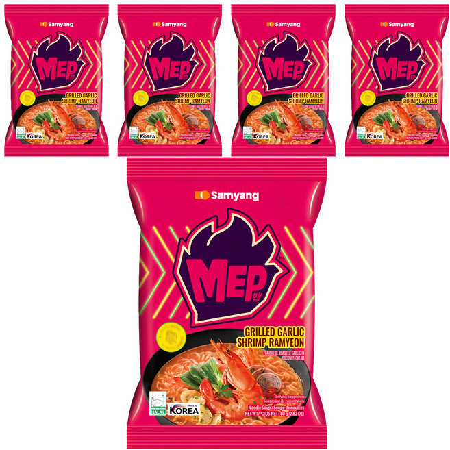 Samyang Foods 三養 大蒜鮮蝦風味湯麵 80g, 5包