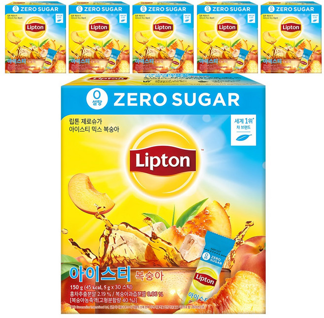 립톤 제로슈가 아이스티 믹스 복숭아, 5g, 30개입, 6개