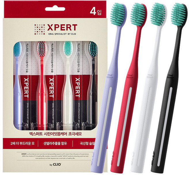 XPERT 시린이잇몸케어 센텔라초극세모 칫솔, 4개입, 1개