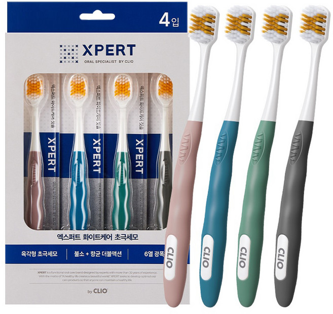 XPERT 화이트케어 불소초극세모 칫솔, 4개입, 1개