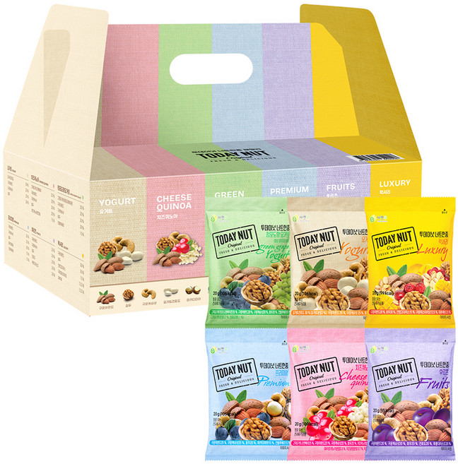 투데이넛 너트한줌 6종 견과 선물세트 60개입 1.2kg, 1세트