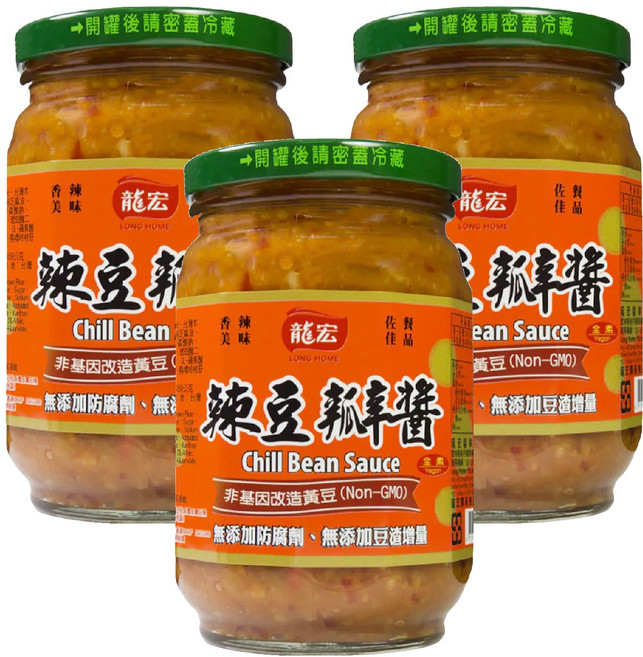 龍宏 辣豆瓣醬, 460g, 3罐