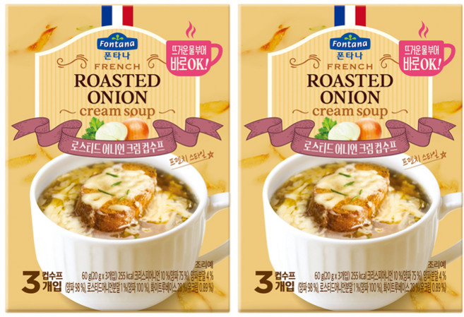 폰타나 프렌치 로스티드 어니언 크림 컵수프, 60g, 2개