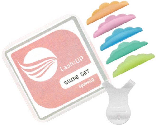 래쉬업 속눈썹펌 U컬 5종 컬러 왕관 롯트 + Y 브러쉬 1p 세트, 혼합색상, 1세트