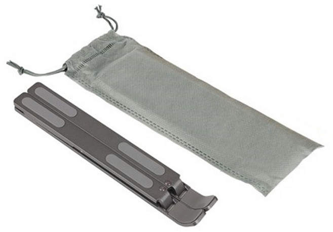 Tamsaa 高級摺疊鋁製筆電支架 6階段調整 附攜帶式收納袋, 1個, 鈦黑色