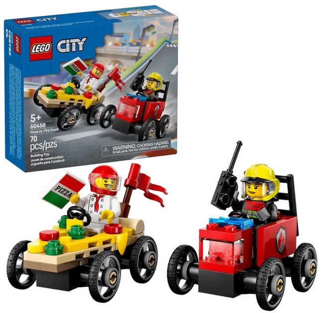 LEGO 樂高 City 披薩vs消防車賽車 60458, 1盒