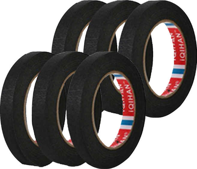 iQIHAN 칼라 마스킹 종이테이프 20mm x 15m, 블랙, 6개