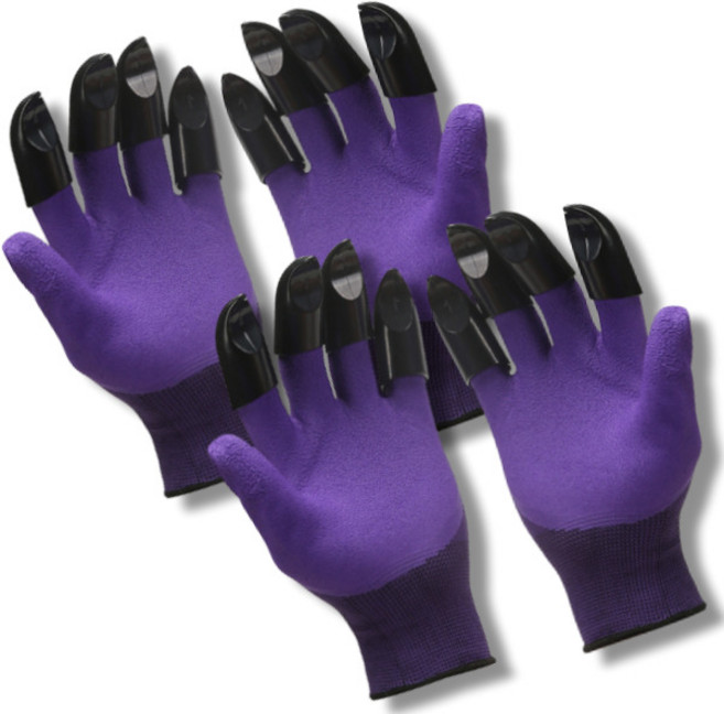 마하비 갈고리 호미 원예 장갑 양손 세트 퍼플, 2세트