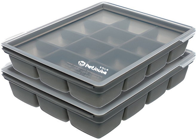 쁘띠누베 실리콘 멀티큐브 이유식 냉동용기 12구, GRAY, 2개