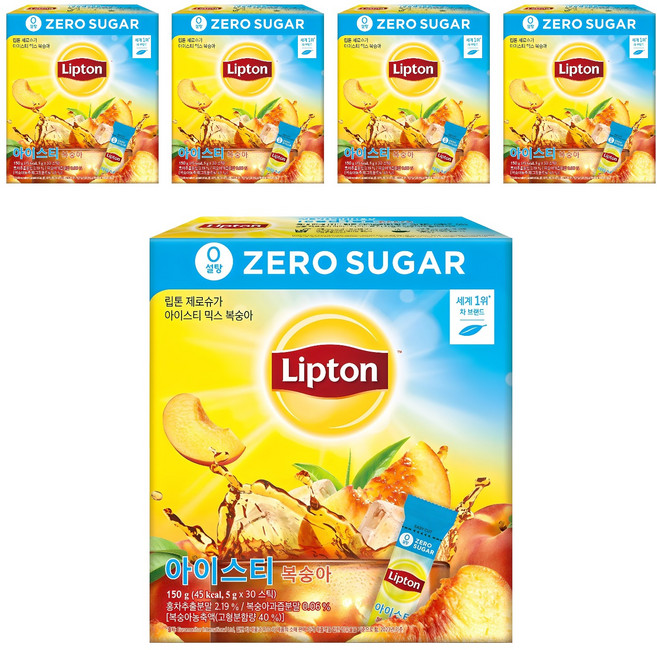 립톤 제로슈가 아이스티 믹스 복숭아, 5g, 30개입, 5개