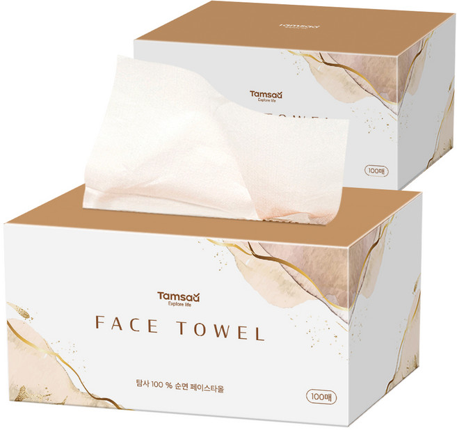 탐사 일회용 순면 페이스타올, 100매입, 2개