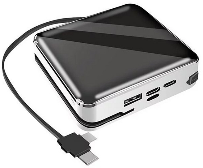 POLYBATT 可拆帶線數顯 10000mAh行動電源 3輸入2輸出 適用於Apple手機 Android手機 Type-C接口, FK20000, 白色