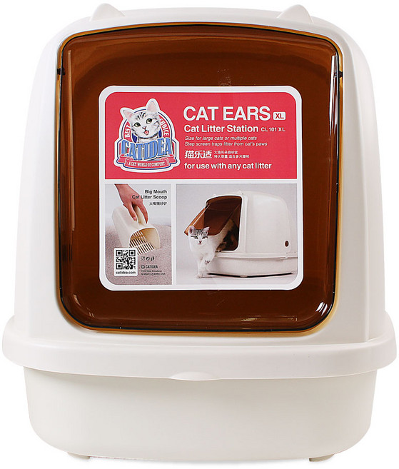 캣아이디어 캣이어 후드형 화장실, 화이트, 1개