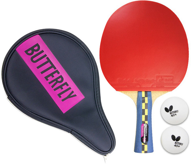 버터플라이 탁구 라켓 NAKAMA S4 + 탁구공 2p + BD 풀 케이스, 1세트