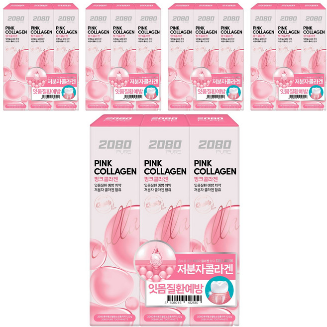 2080 퓨어 핑크 밸런스 잇몸치약, 120g, 15개