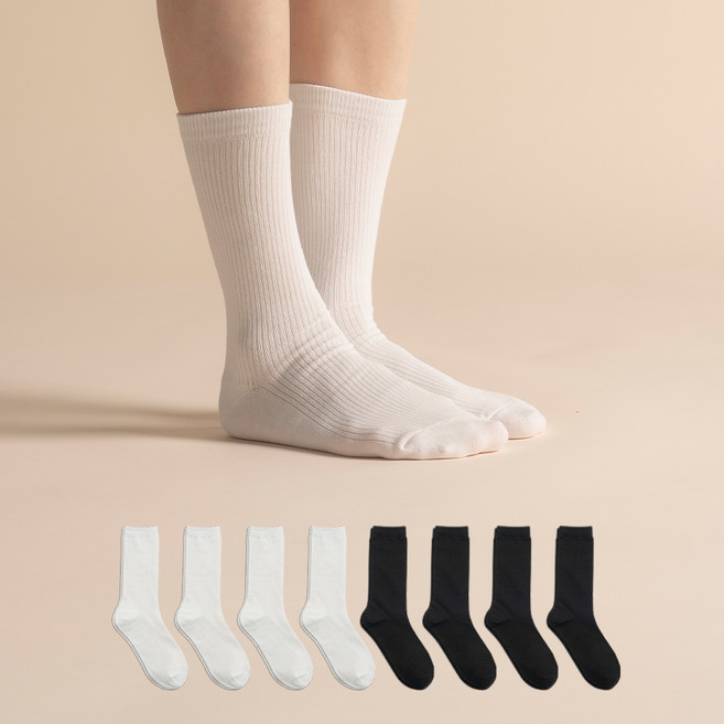 삭피엔스 여성용 프리미엄 롱롱 골지 장목 양말 8켤레 세트