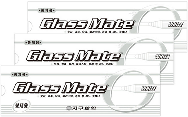 지구화학 글라스메이트 유리용 색연필 하양 3입 x 12p 세트, 1세트, 1색