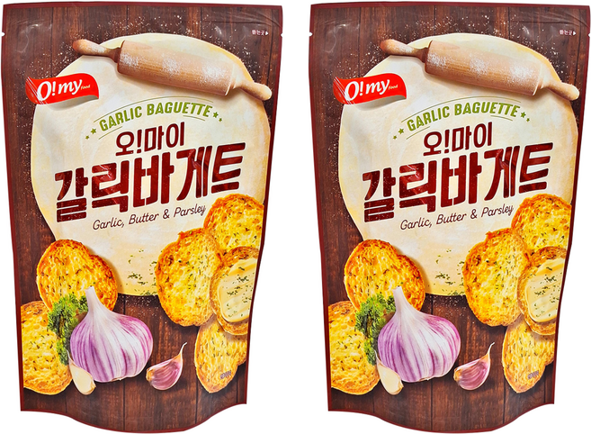 O my food 歐邁福 法式麵包餅乾 香蒜奶油口味, 80g, 2包