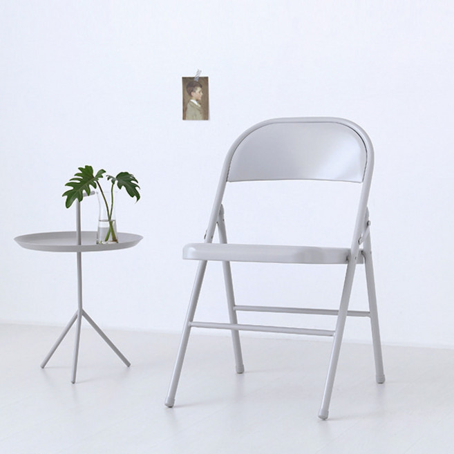 마켓비 BUSTO 접이식의자, 라이트그레이, 1개